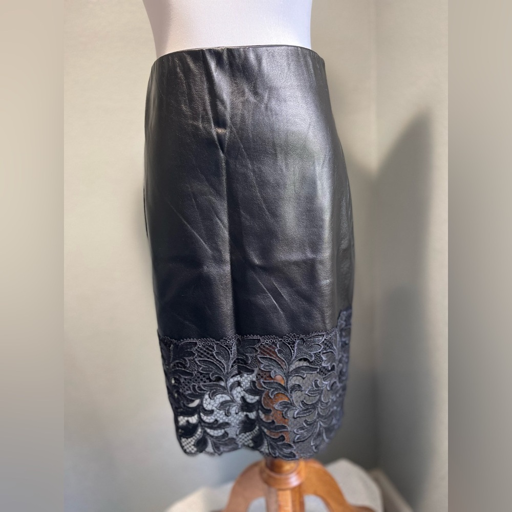 NWT Wolford Elegant Black Pencil Skirt with Lace Hem